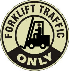FORKLIFT TRAFFIC ONLY WITH FORKLIFT PICTO FLOOR DECAL GLOW