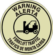WARNING FORKLIFT TRAFFIC / ALERTA TRAFICO DE MONTA CARGA WITH FORKLIFT FLOOR DECAL GLOW