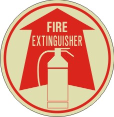 FIRE EXTINGUISHER WITH EXTINGUISHER PICTO FLOOR DECAL GLOW