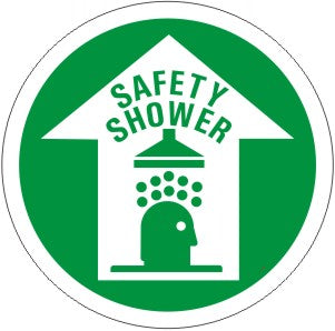 SAFETY SHOWER WITH SHOWER PICTO FLOOR DECAL GLOW