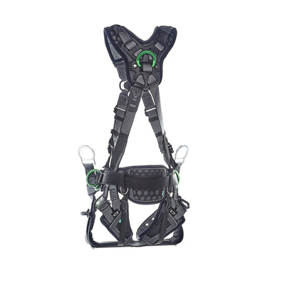 MSA V-FIT Tower Harness w/Back, Front & Side D-Rings - Tongue Buckle Leg and Belt Straps - Shoulder & Leg Padding - Extra Small - 10218041