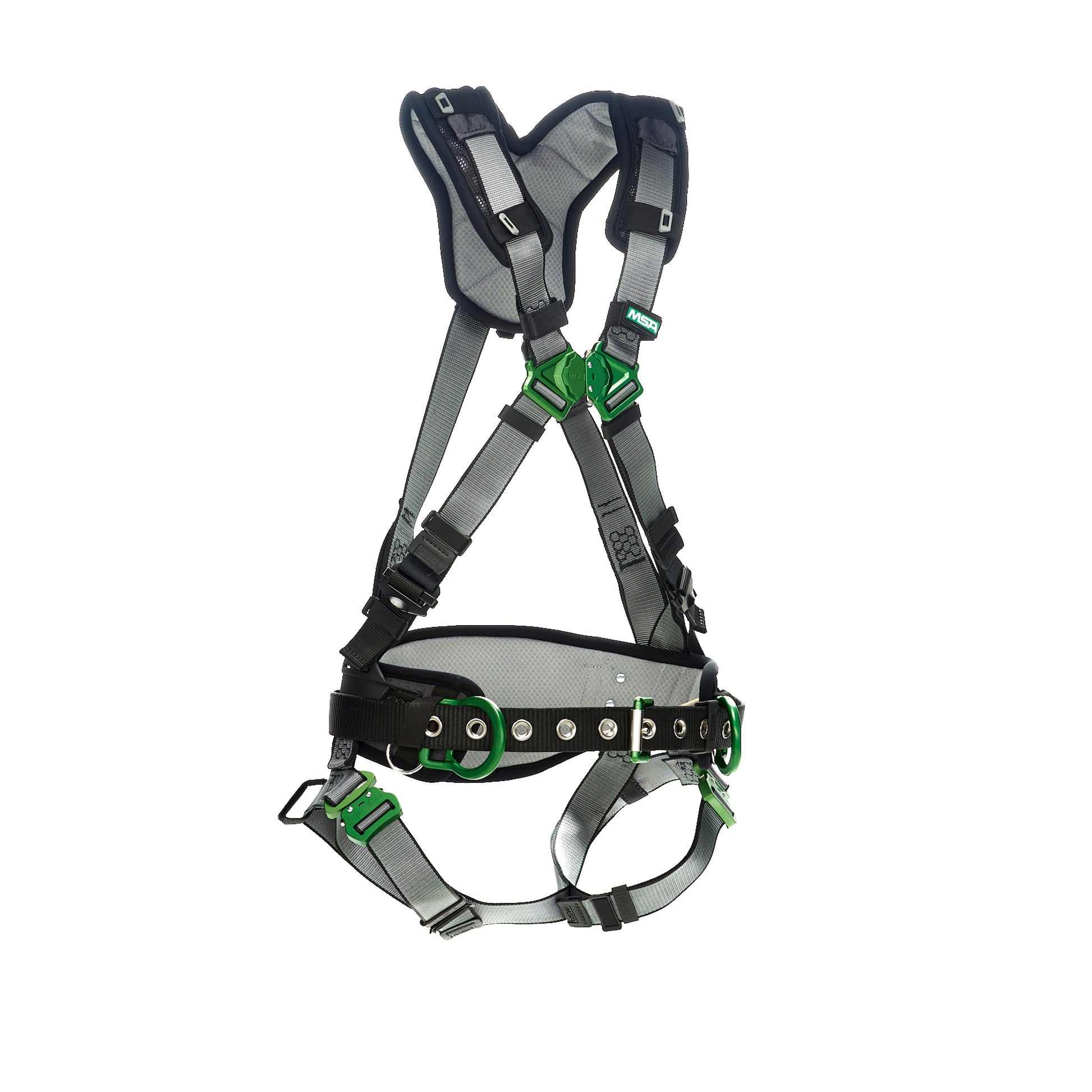 MSA V-FIT Construction Harness w/Back & Side D-Rings - Quick-Connect Leg Straps - Shoulder Padding - Super Extra Large - 10195136