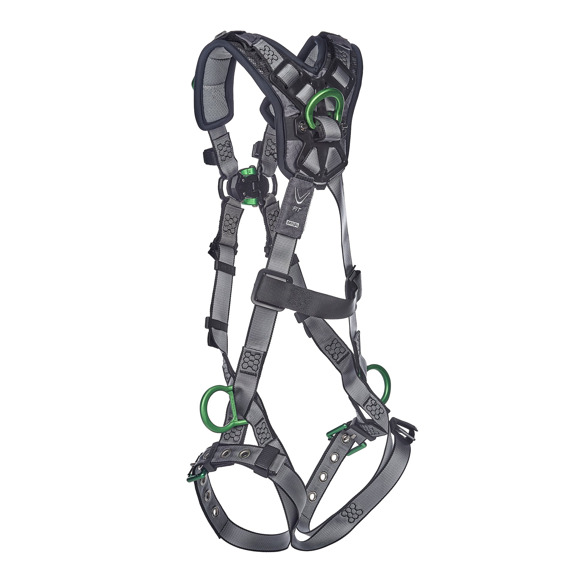 MSA V-FIT Harness w/Back, Front, Side & Shoulder D-Rings - Tongue Buckle Leg Straps - Shoulder Padding - Super Extra Large - 10194907