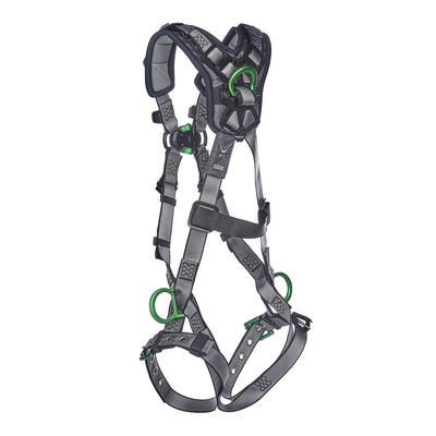 MSA V-FIT Harness w/Back, Front, Side & Shoulder D-Rings - Tongue Buckle Leg Straps - Shoulder Padding - Extra Small - 10194900