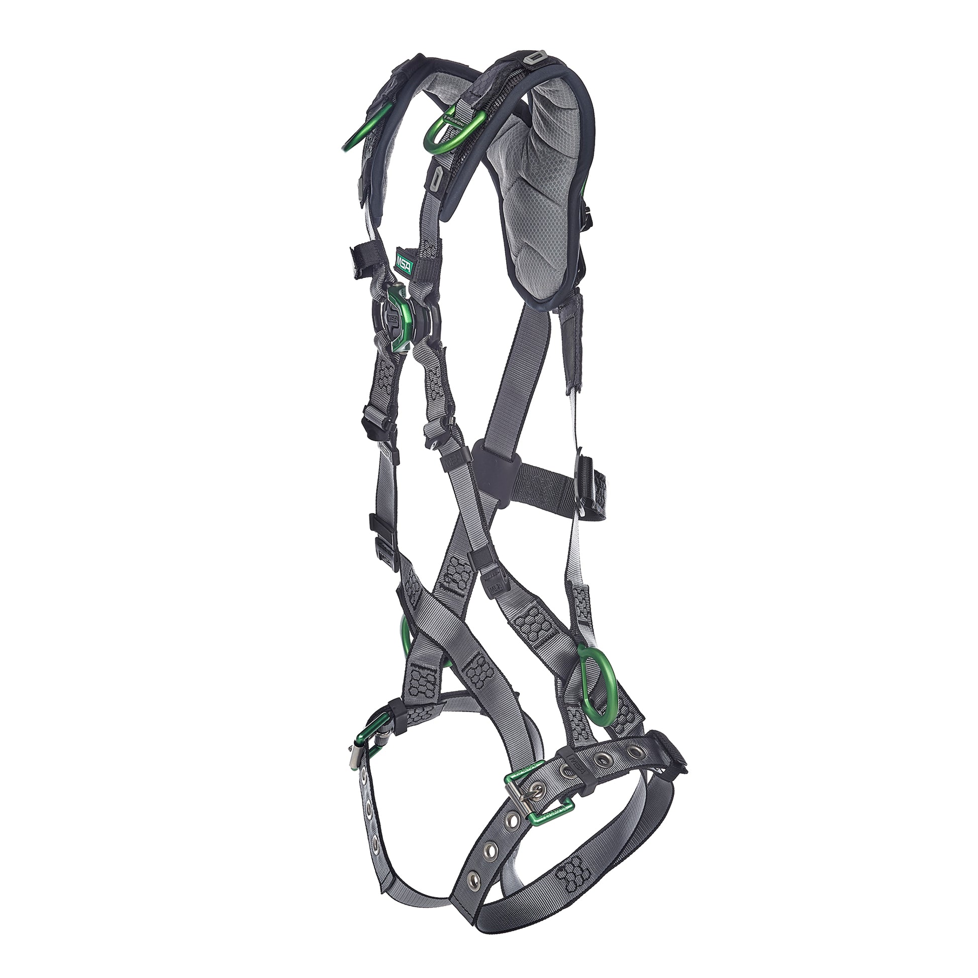MSA V-FIT Harness w/Back, Front, Side & Shoulder D-Rings - Tongue Buckle Leg Straps - Shoulder Padding - Extra Large - 10194906