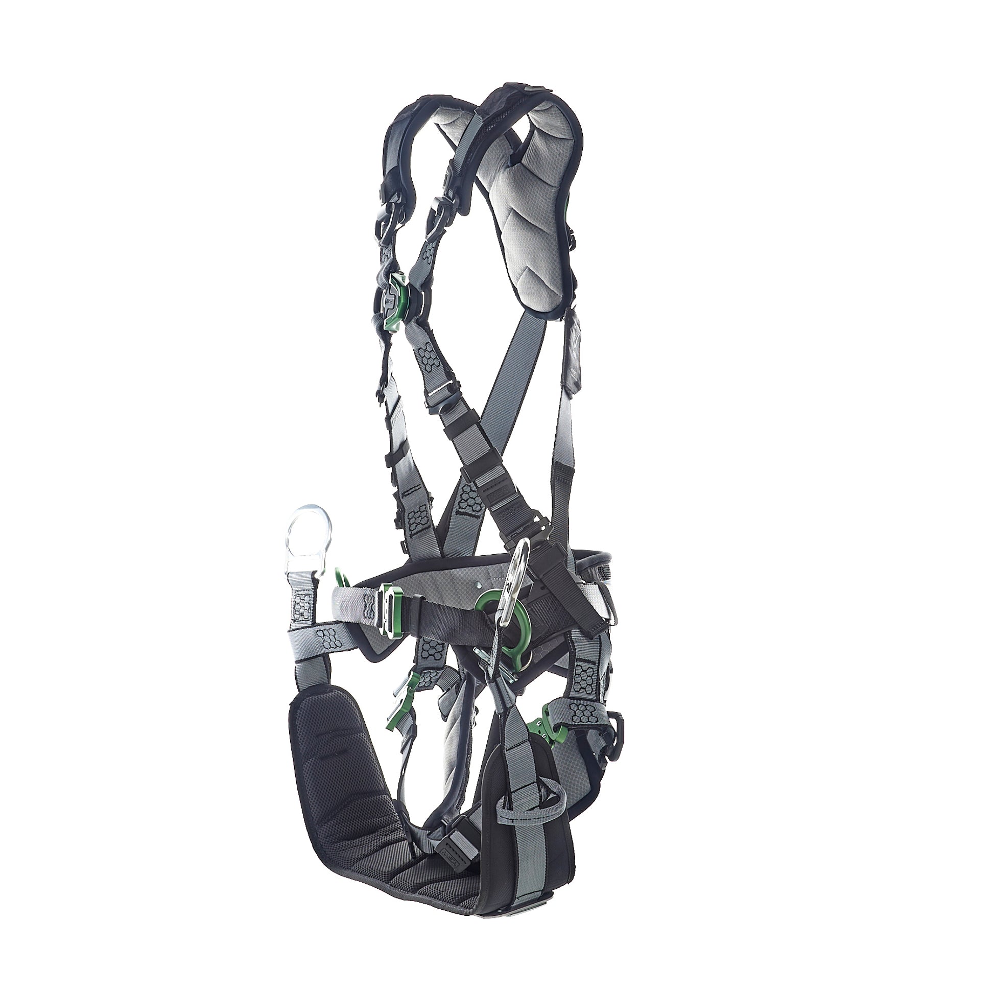 MSA V-FIT Tower Harness w/Back, Front & Side D-Rings - Quick-Connect Leg and Belt Straps - Shoulder & Leg Padding - Extra Large - 10218049