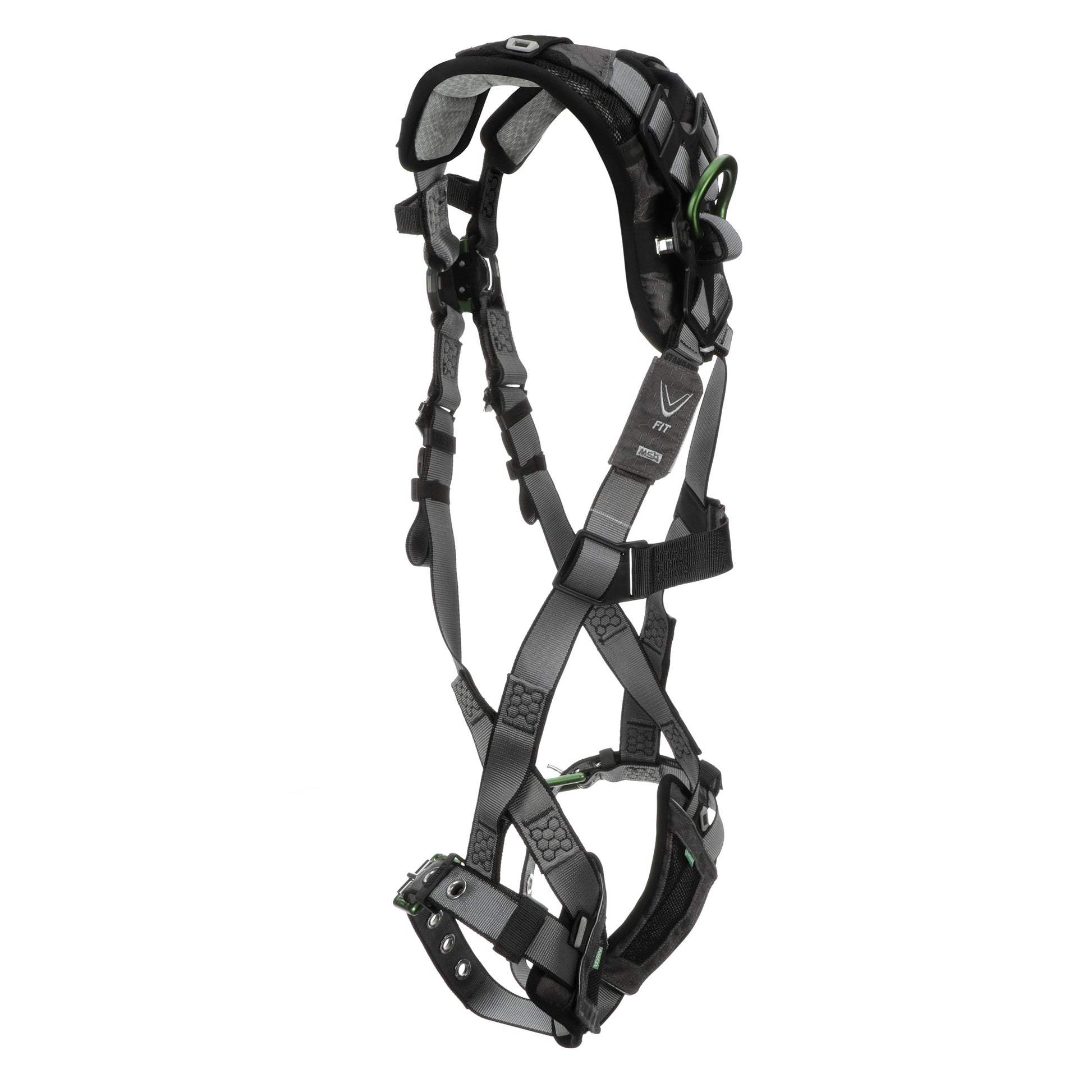 MSA V-FIT Harness w/Back & Front D-Rings - Tongue Buckle Leg Straps - Shoulder Padding - Super Extra Large - 10194895