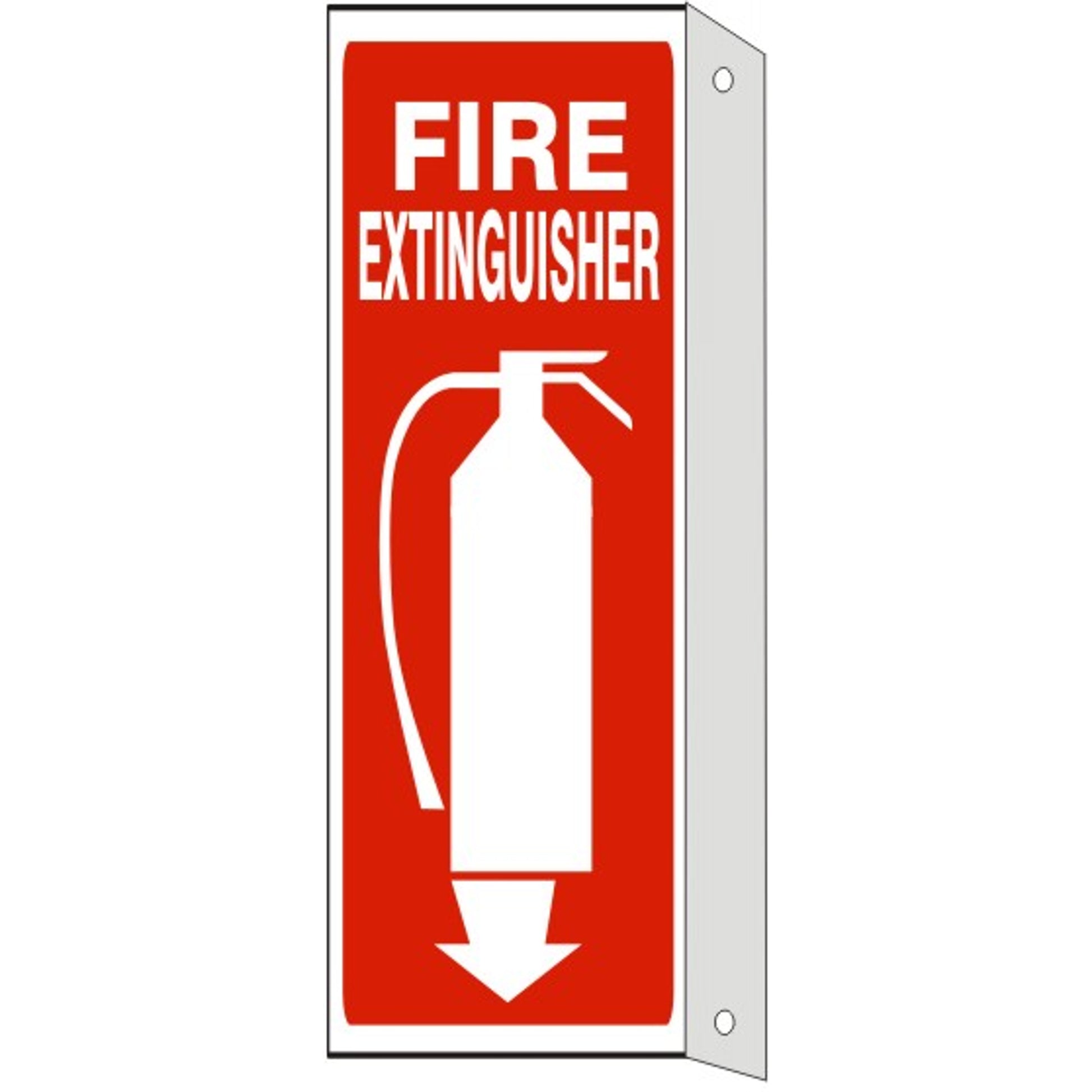 FIRE EXTINGUISHER WITH  PICTO & DOWN ARROW WITH FLANGE - FIRE EXTINGUISHER WITH  PICTO & DOWN ARROW WITH FLANGE, 12X4, Plastic (.040)