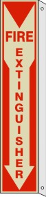 FIRE EXTINGUISHER WHT/RED DOWN ARROW WITH FLANGE GLOW