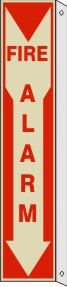 FIRE ALARM WHT/RED ON DOWN ARROW WITH FLANGE GLOW