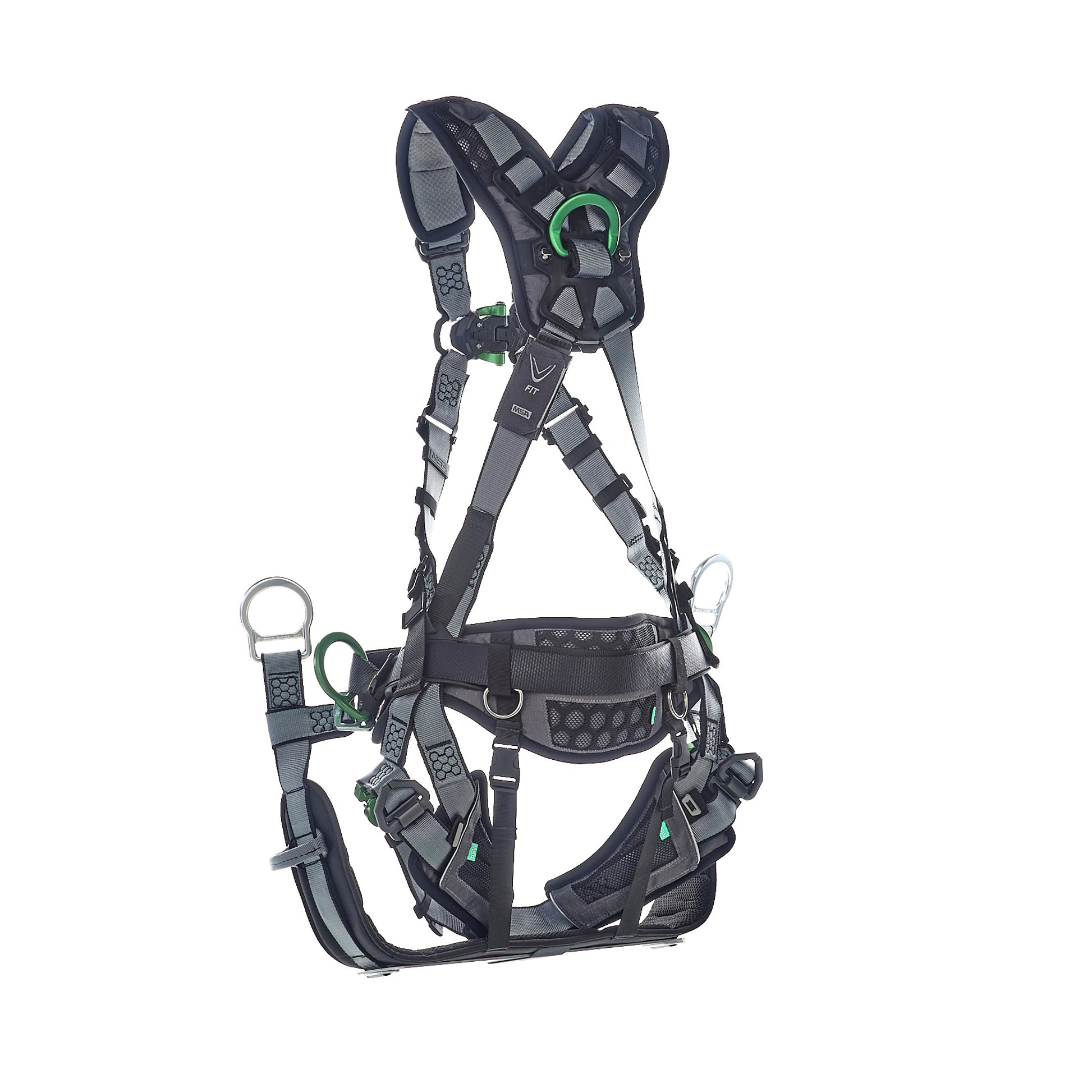 MSA V-FIT Tower Harness w/Back, Front & Side D-Rings - Quick-Connect Leg and Belt Straps - Shoulder & Leg Padding - Extra Large - 10218049
