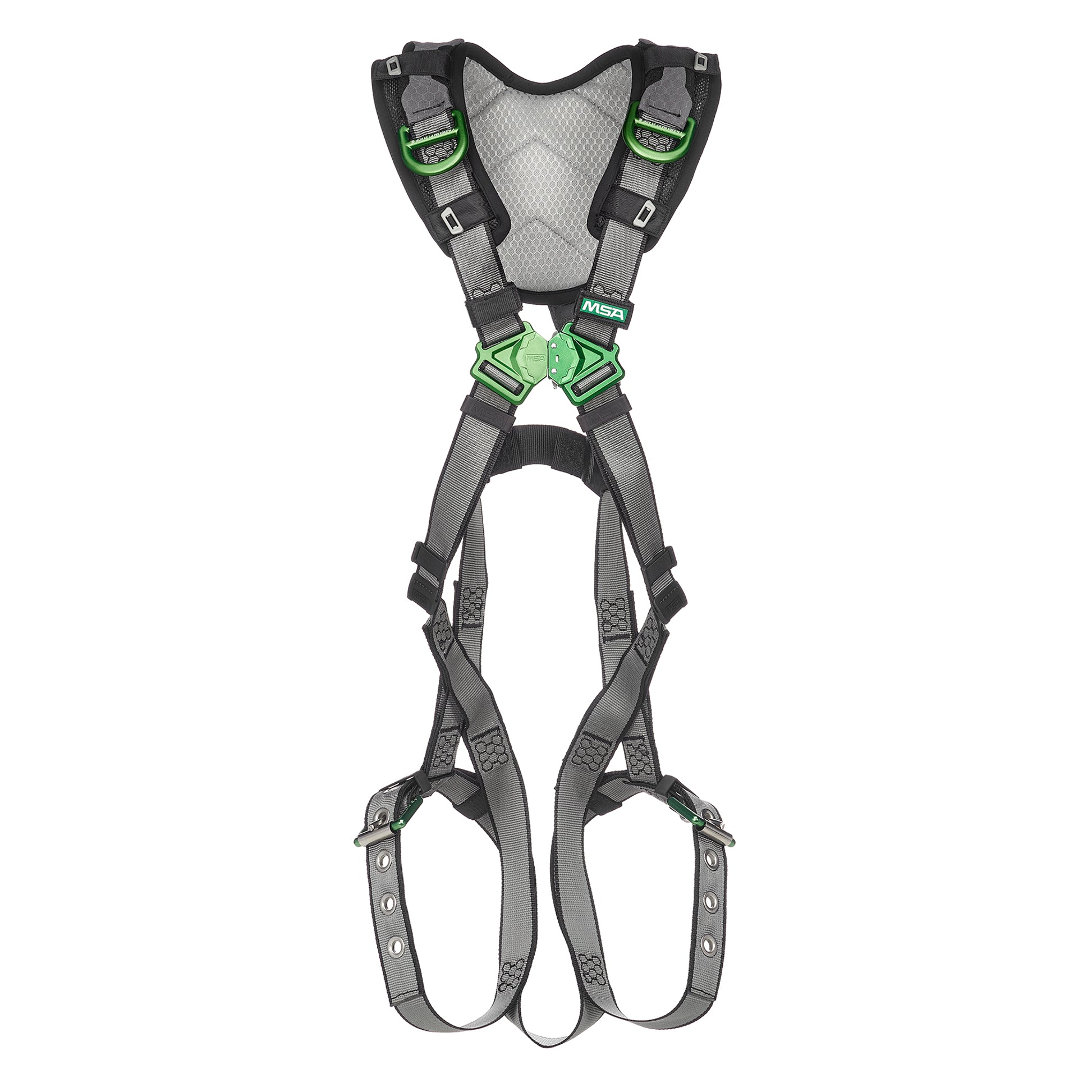 MSA V-FIT Harness w/Back & Shoulder D-Rings - Tongue Buckle Leg Straps - Shoulder Padding - Extra Small - 10194936