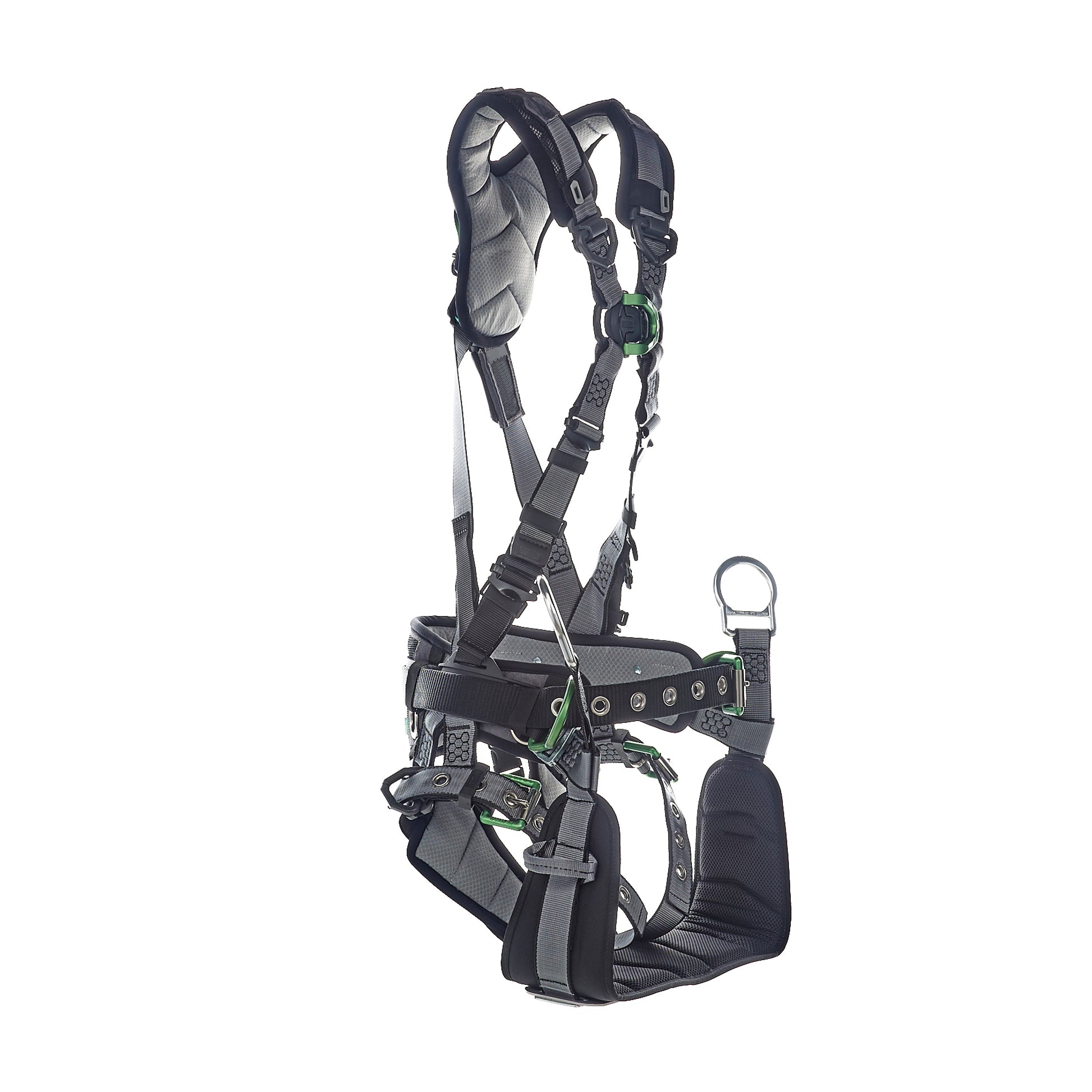 MSA V-FIT Tower Harness w/Back, Front & Side D-Rings - Tongue Buckle Leg and Belt Straps - Shoulder & Leg Padding - Standard - 10218042