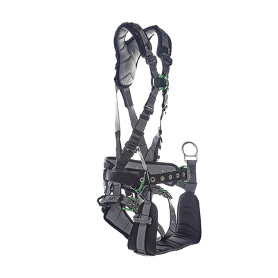 MSA V-FIT Tower Harness w/Back, Front & Side D-Rings - Tongue Buckle Leg and Belt Straps - Shoulder & Leg Padding - Extra Small - 10218041