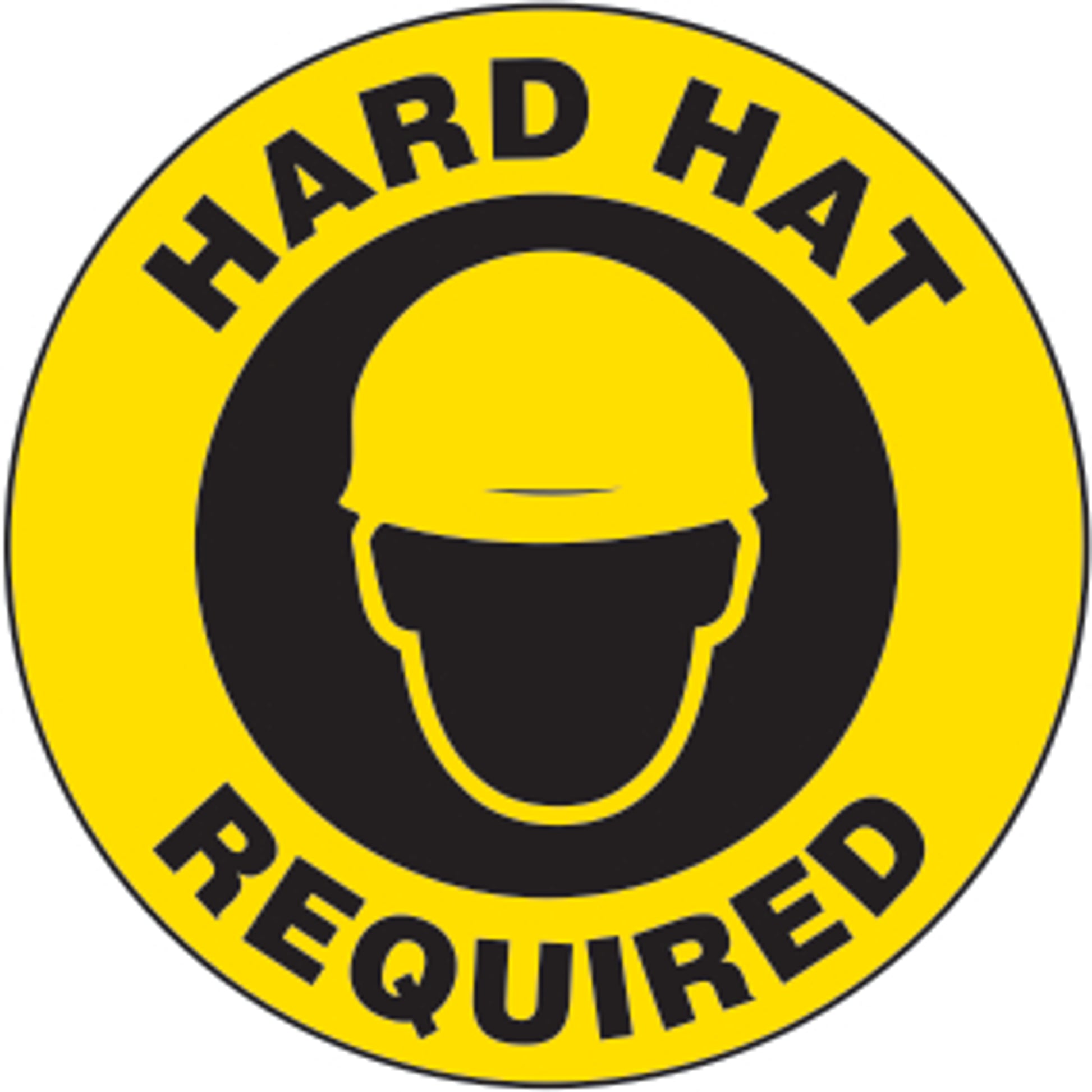 HARD HAT REQUIRED PREMIUM ANTI-SLIP FLOOR DECAL - HARD HAT REQUIRED PREMIUM ANTI-SLIP FLOOR DECAL, 17X17, Anti-Slip Premium