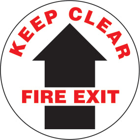 KEEP CLEAR FIRE EXIT UP ARROW ARROW