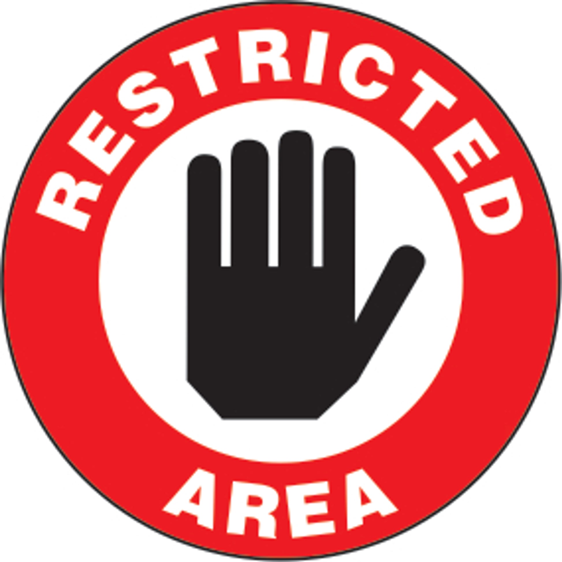 RESTRICTED AREA PREMIUM ANTI-SLIP FLOOR DECAL - RESTRICTED AREA PREMIUM ANTI-SLIP FLOOR DECAL, 17X17, Anti-Slip Premium