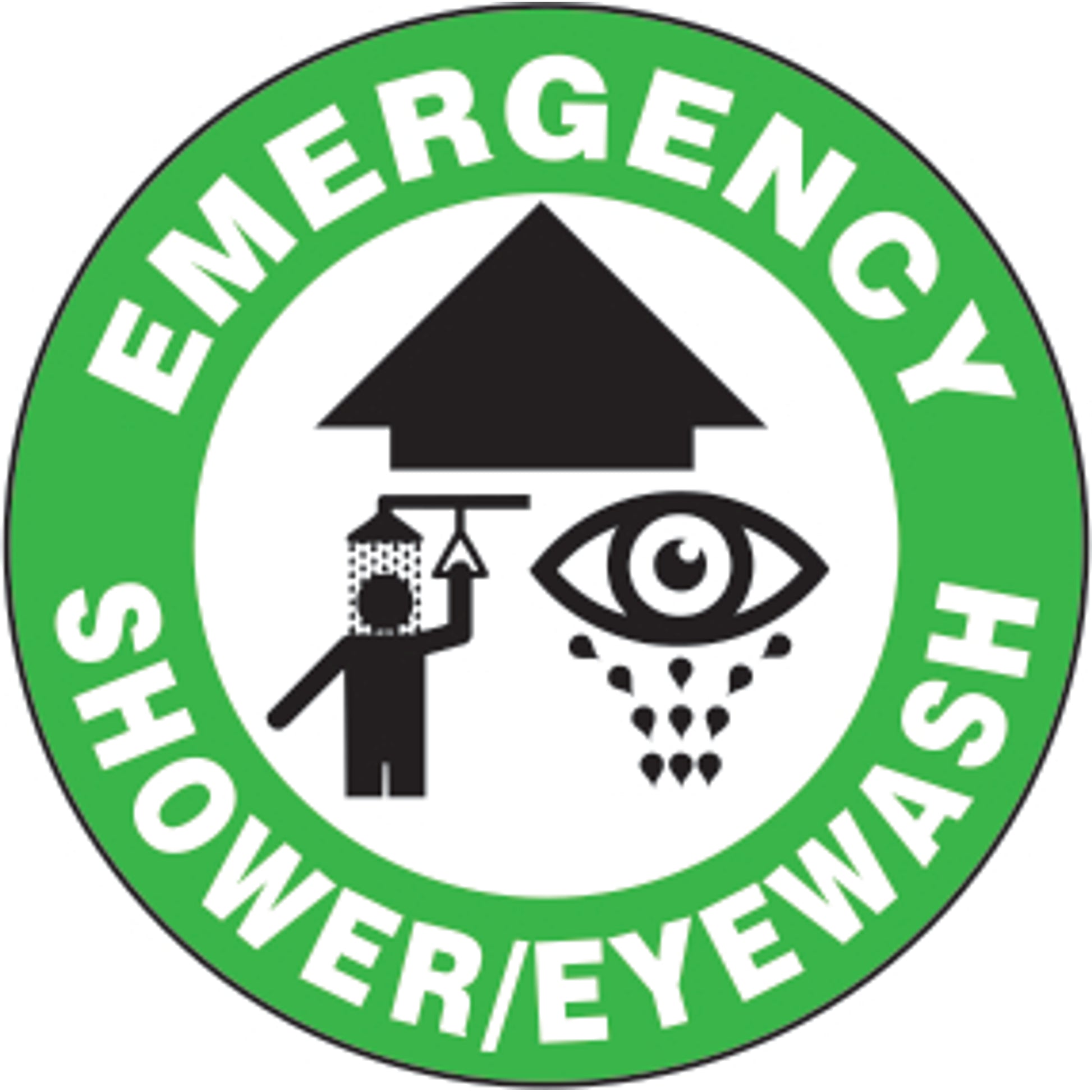 EMERGENCY SHOWER/EYE WASH  PREMIUM ANTI-SLIP FLOOR DECAL - EMERGENCY SHOWER/EYE WASH  PREMIUM ANTI-SLIP FLOOR DECAL, 17X17, Anti-Slip Premium