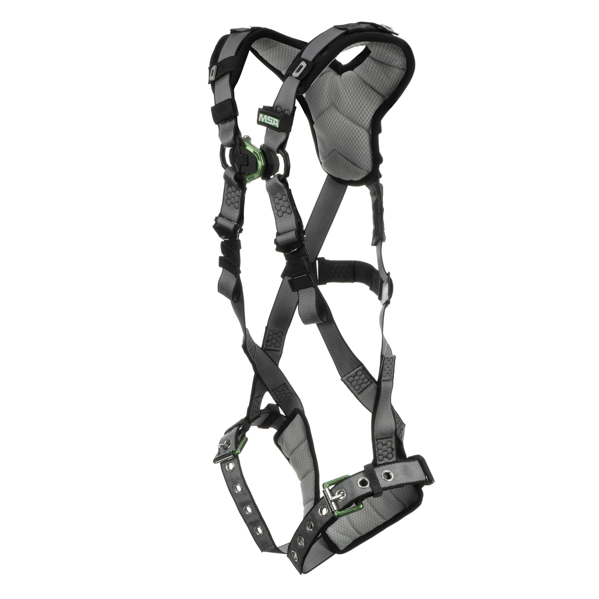 MSA V-FIT Harness w/Back & Front D-Rings - Tongue Buckle Leg Straps - Shoulder Padding - Super Extra Large - 10194895