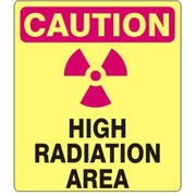 CAUTION-HIGH RADIATION AREA  RADIATION SYMBOL - CAUTION-HIGH RADIATION AREA  RADIATION SYMBOL, 20X14, Adhesive Vinyl