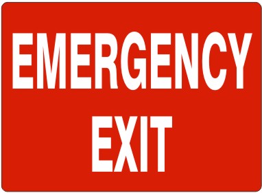 EMERGENCY EXIT-WHITE ON RED