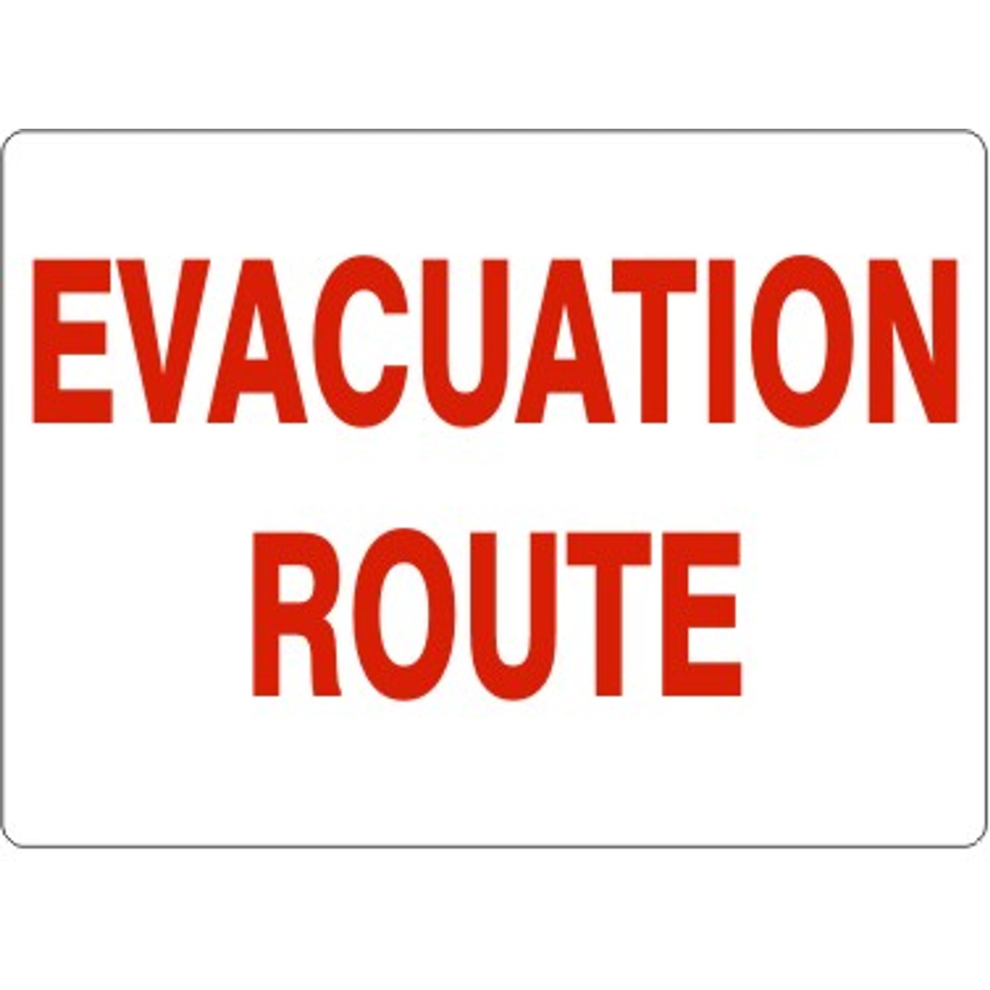 EVACUATION ROUTE-RED ON WHITE - EVACUATION ROUTE-RED ON WHITE, 14X20, Adhesive Vinyl