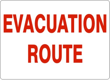 EVACUATION ROUTE-RED ON WHITE