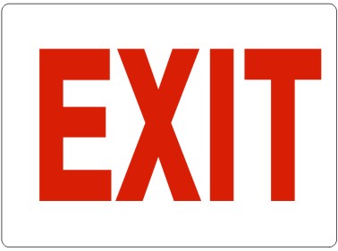 EXIT- RED ON WHITE