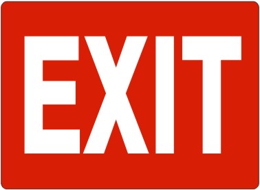 EXIT SIGN- WHITE ON RED