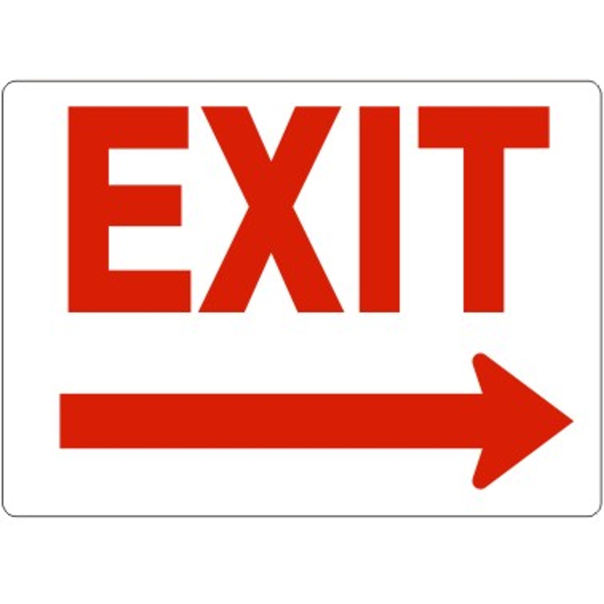 EXIT RIGHT ARROW- RED ON WHITE - EXIT RIGHT ARROW- RED ON WHITE, 7X10, Aluminum (.040)