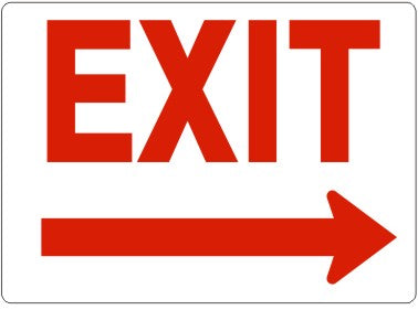 EXIT RIGHT ARROW- RED ON WHITE
