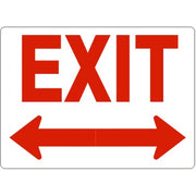EXIT SIGN DUAL ARROW- RED ON WHITE - EXIT SIGN DUAL ARROW- RED ON WHITE, 7X10, Aluminum (.040)
