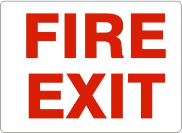 FIRE EXIT-RED ON WHITE