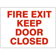FIRE EXIT KEEP DOOR CLOSED-RED ON WHITE - FIRE EXIT KEEP DOOR CLOSED-RED ON WHITE, 14X20, Adhesive Vinyl