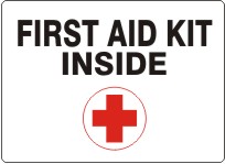 FIRST AID KIT INSIDE WITH PICTO OF RED CROSS SYMBOL
