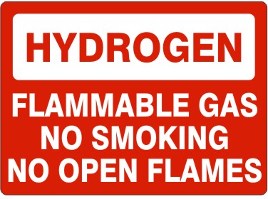 HYDROGEN FLAMMABLE GAS NO SMOKING NO OPEN FLAMES
