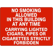 NO SMOKING ALLOWED IN THIS BUILDING AT ANY TIME CARRYING - NO SMOKING ALLOWED IN THIS BUILDING AT ANY TIME CARRYING, 14X20, Adhesive Vinyl