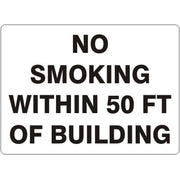 NO SMOKING WITHIN 50 FT OF BUILDING - NO SMOKING WITHIN 50 FT OF BUILDING, 14X20, Adhesive Vinyl