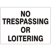 NO TRESPASSING OR LOITERING - NO TRESPASSING OR LOITERING, 14X20, Adhesive Vinyl