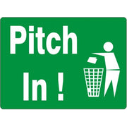 PITCH IN! WITH TRASH CAN PICTO - PITCH IN! WITH TRASH CAN PICTO, 14X20, Adhesive Vinyl