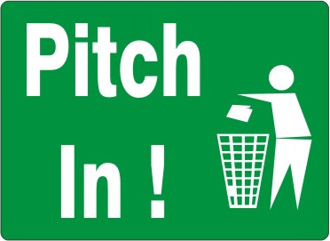 PITCH IN! WITH TRASH CAN PICTO