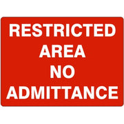 RESTRICTED AREA NO ADMITTANCE - RESTRICTED AREA NO ADMITTANCE, 14X20, Adhesive Vinyl
