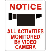 NOTICE CAMERA PICTO ALL ACTIVITIES MONITORED BY VIDEO CAMERA - NOTICE CAMERA PICTO ALL ACTIVITIES MONITORED BY VIDEO CAMERA, 14X20, Adhesive Vinyl