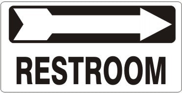 RESTROOM WITH BLOCKED ARROW BLACK ON WHITE