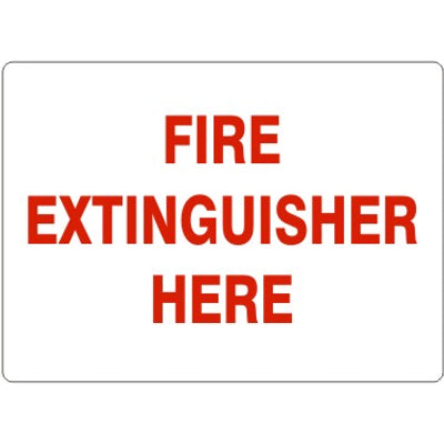 FIRE EXTINGUISHER HERE - FIRE EXTINGUISHER HERE, 14X20, Adhesive Vinyl