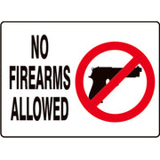 NO FIREARMS ALLOWED WITH PICTO OF HANDGUN WITHIN RED CIRCLE - NO FIREARMS ALLOWED WITH PICTO OF HANDGUN WITHIN RED CIRCLE, 14X20, Adhesive Vinyl
