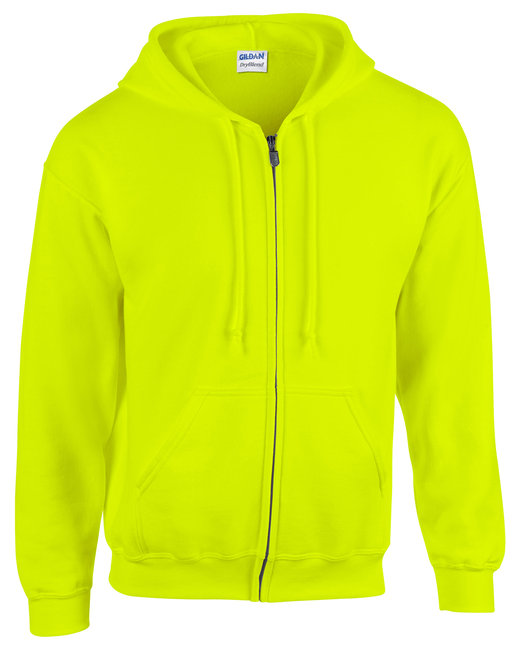 Gildan 186 Adult Heavy Blend 8 oz. Full-Zip Hooded Sweatshirt - Safety Green