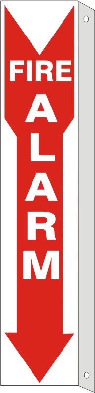 FIRE ALARM RED ON WHITE WITH DOWN ARROW