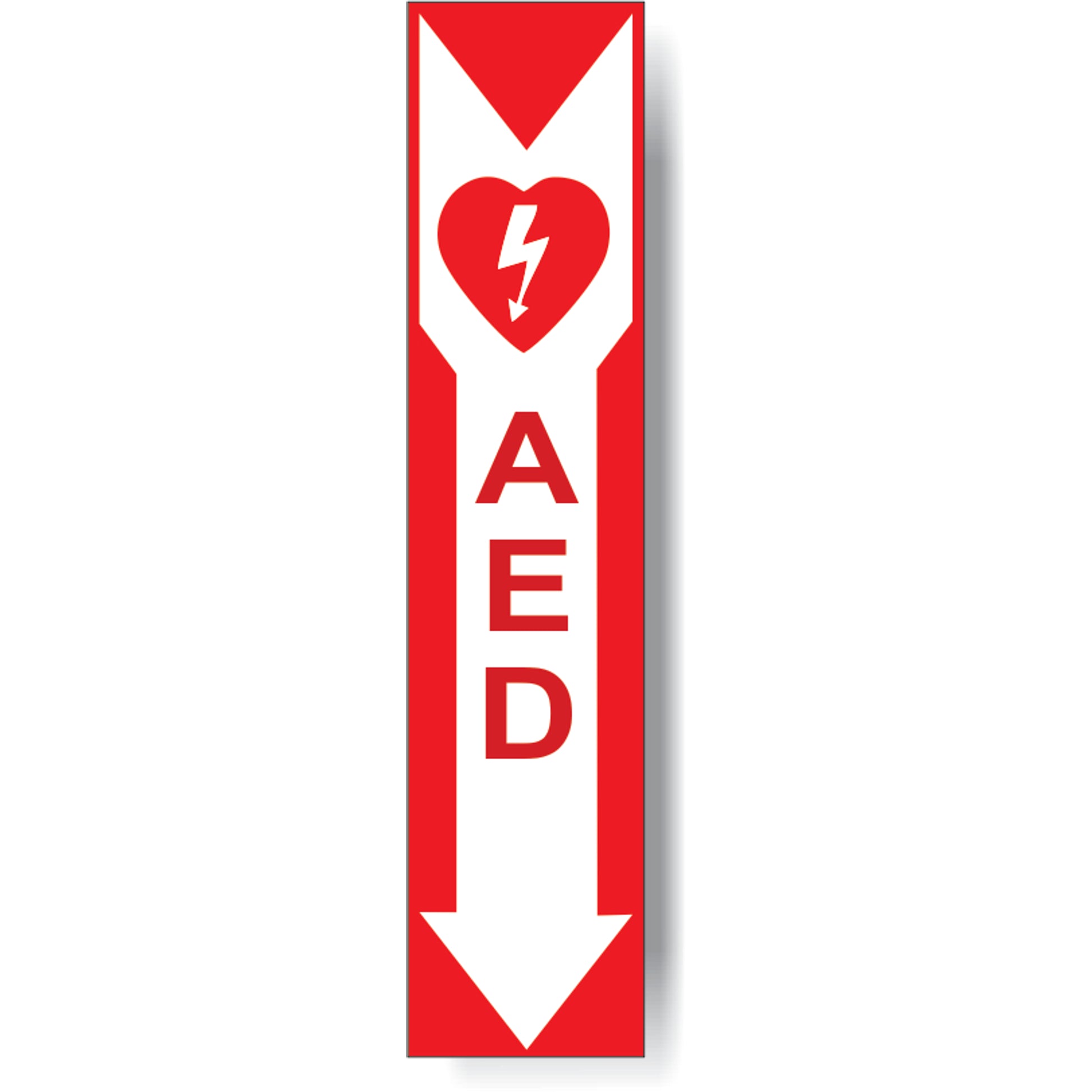 AED WITH  ARROW POINTING DOWN WITH  HEART - AED WITH  ARROW POINTING DOWN WITH  HEART, 20x4, Aluminum (.040)