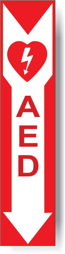 AED WITH ARROW POINTING DOWN WITH HEART